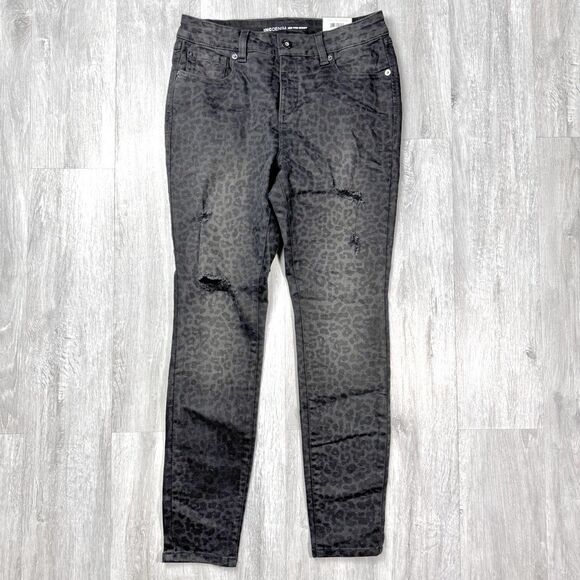 INC International Concepts Women's Petite Black Leopard Mid Rise Skinny Jeans 8P - Picture 2 of 4